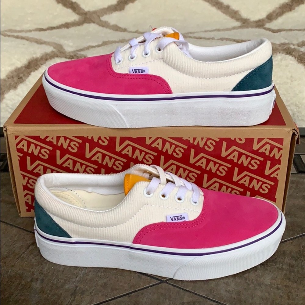 VANS ERA PLATFORM MINI CORD MULTI/TRUE WHITE WMNS - Picture 1 of 16